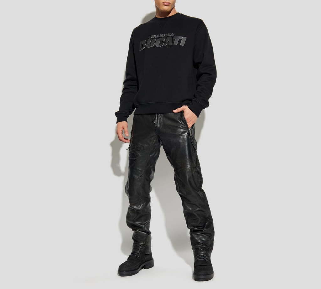 Dsquared2 - JERSEY NEGRO CON ESTAMPADO EN CUERO DE DUCATI