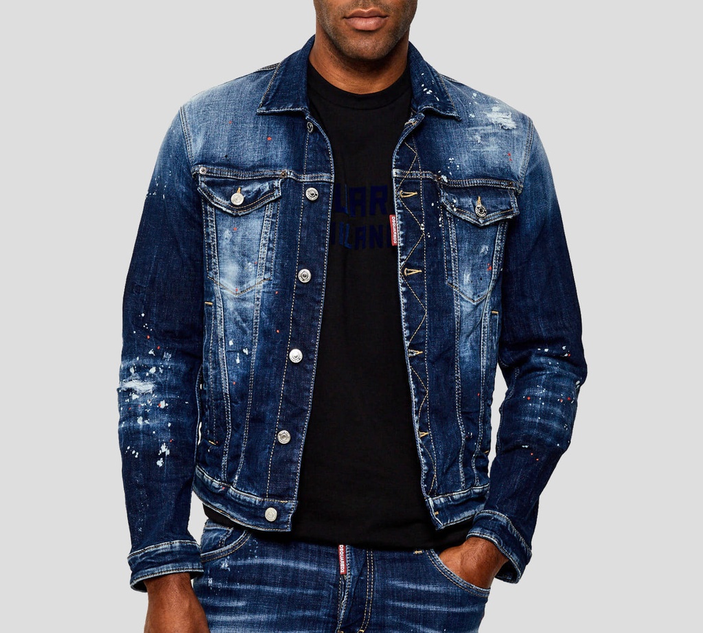 Dsquared2 - CHAQUETA DE BLUE JEAN CON SALPICADURA DE PINTURA
