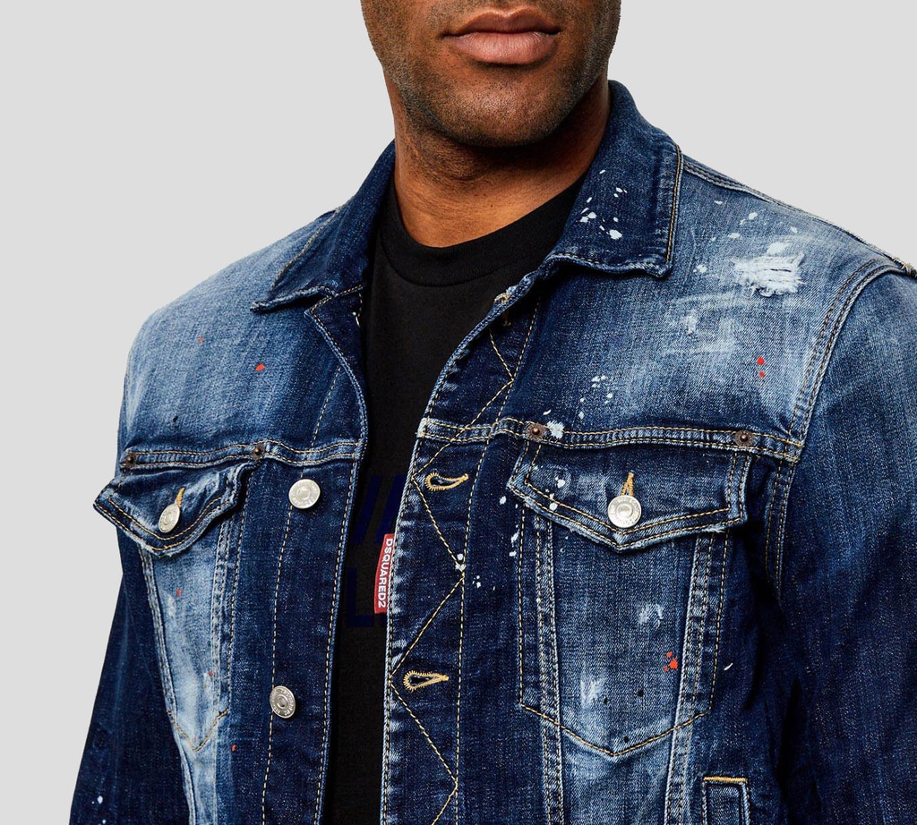 Dsquared2 - CHAQUETA DE BLUE JEAN CON SALPICADURA DE PINTURA