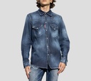 Dsquared2 - CAMISA DENIM DE JEAN CON ROTOS Y BOTONES BLANCOS