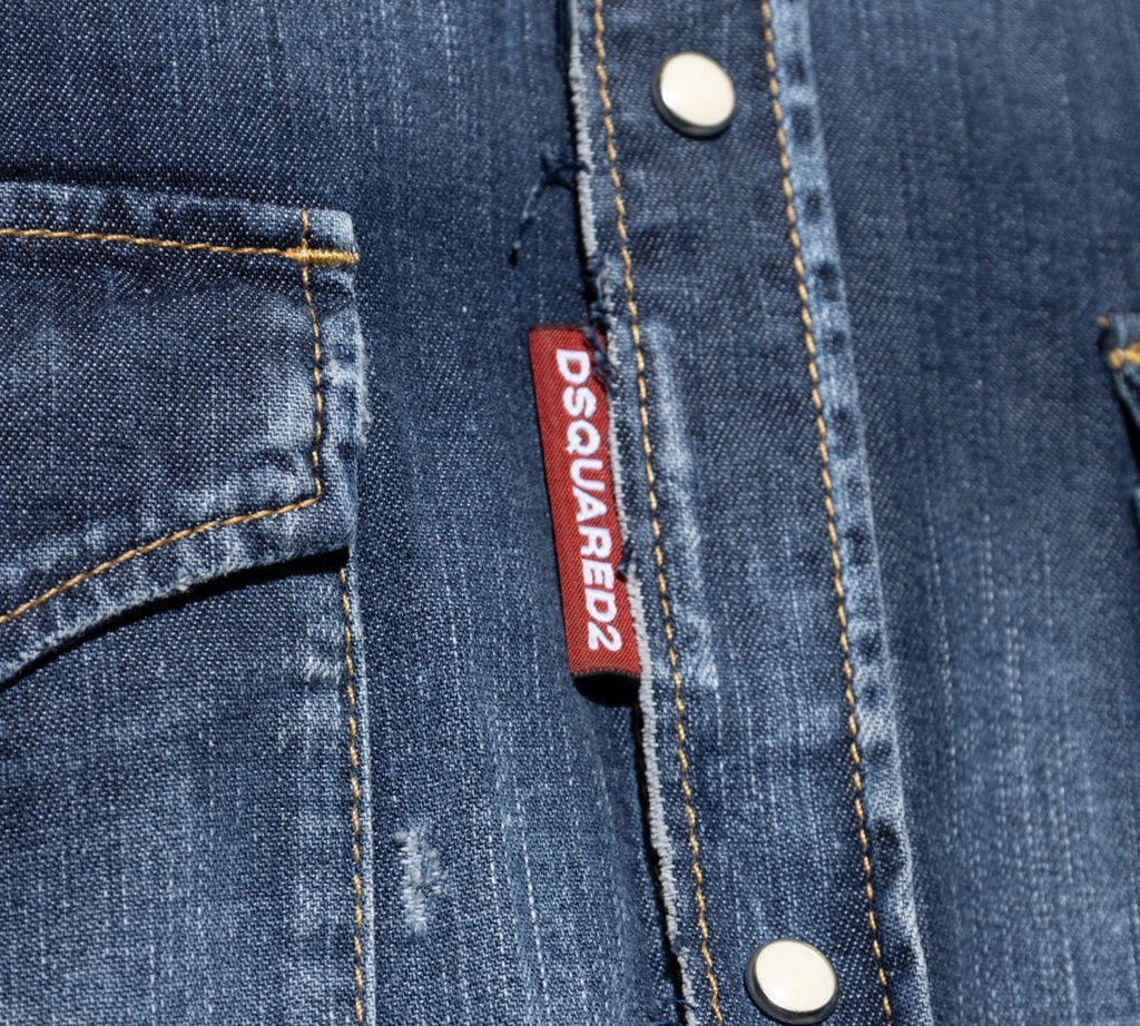 Dsquared2 - CAMISA DENIM DE JEAN CON ROTOS Y BOTONES BLANCOS
