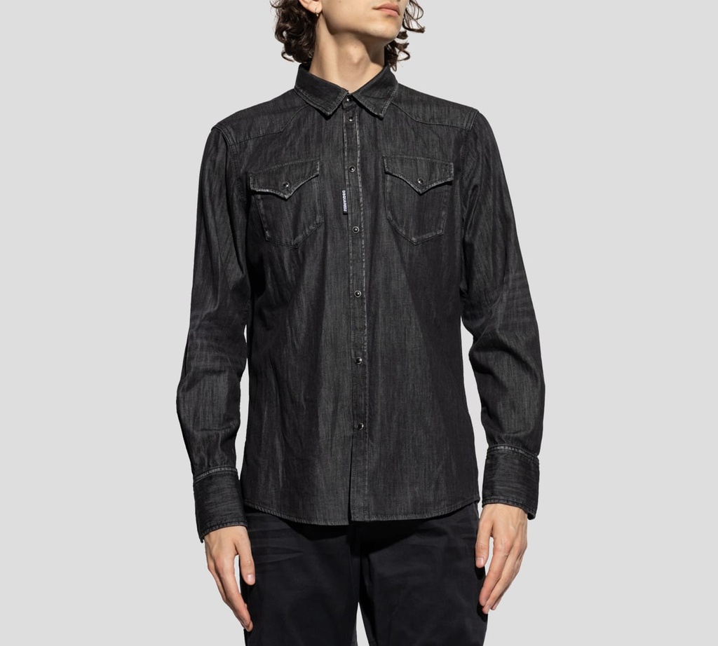 Dsquared2 - CAMISA OESTE CLASICA GRIS OSCURO