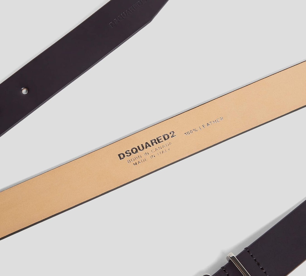 Dsquared2 - CORREA NEGRA DE CUERO CON LOGO REPUJADO