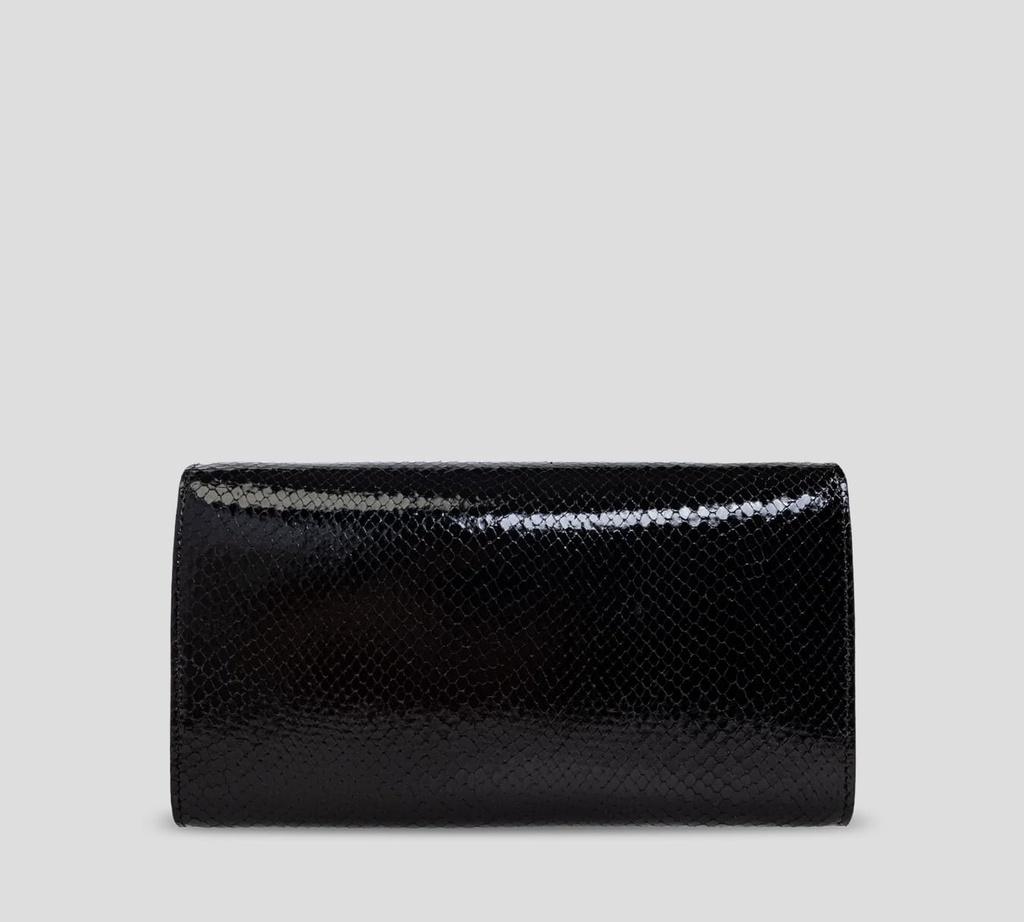 Dsquared2 - CARTERA DE MANO EN PIEL NEGRA PATENTE CON BORDE Y CADENA METÁLICA
