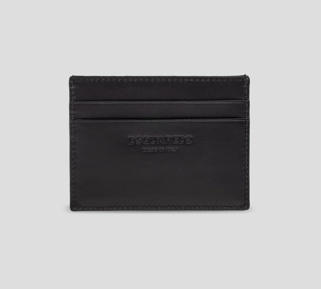 Dsquared2 - SET DE TARJETERO NEGRO Y LLAVERO EN CUERO CON LOGO EN RELIEVE