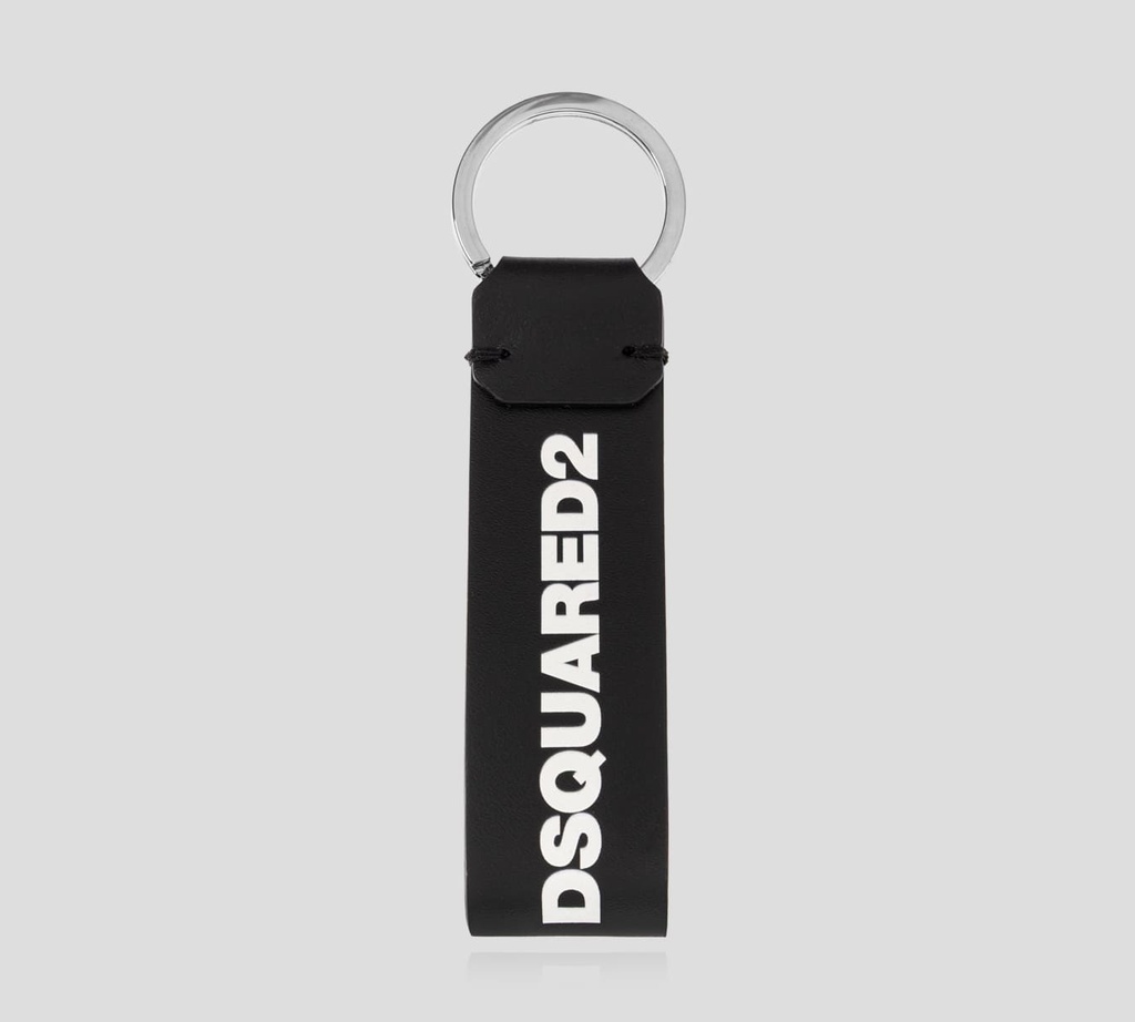 Dsquared2 - SET DE TARJETERO NEGRO Y LLAVERO EN CUERO CON LOGO EN RELIEVE