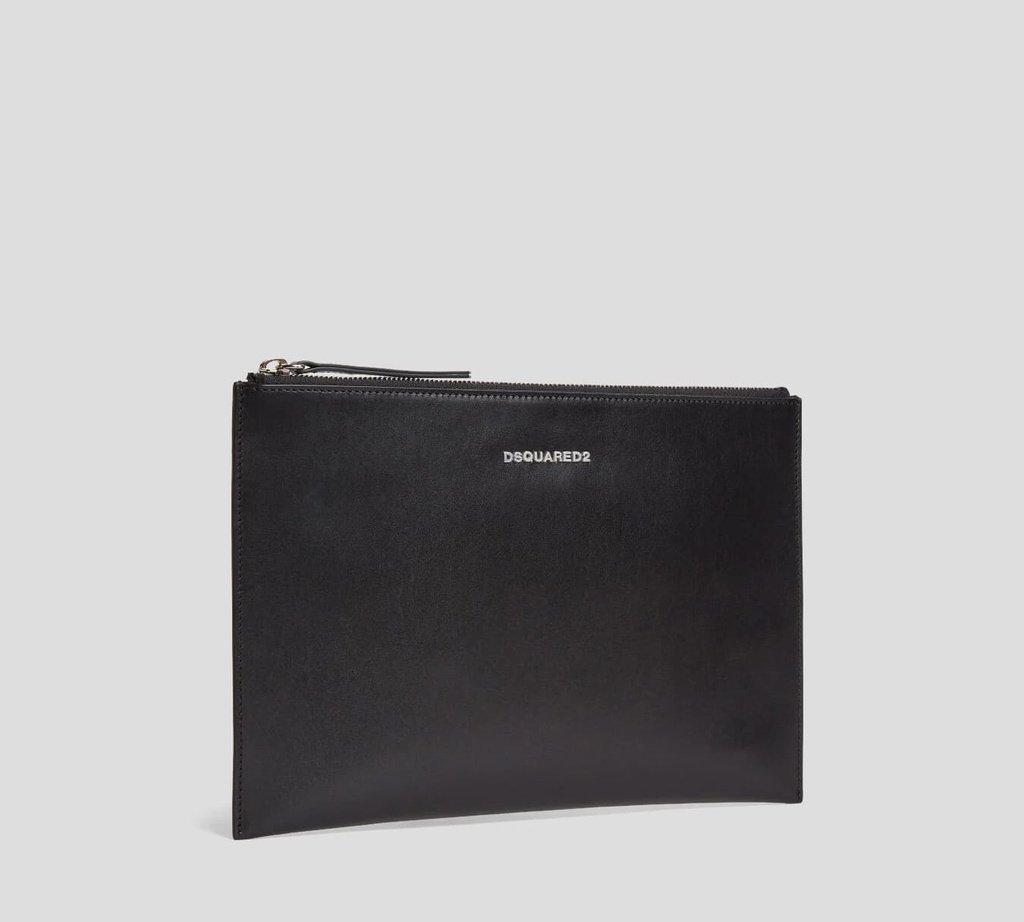 Dsquared2 - CARTERA SOBRE NEGRA EN CUERO DE UN SOLO COMPARTIMIENTO 