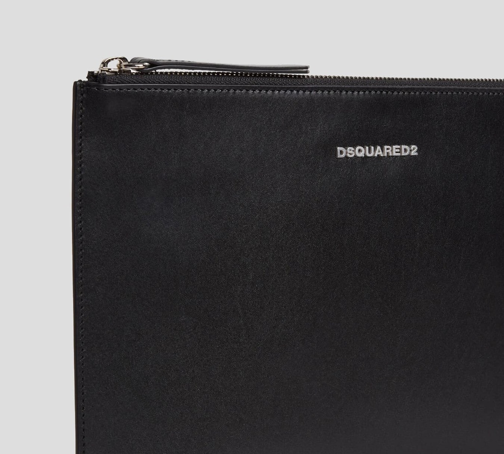 Dsquared2 - CARTERA SOBRE NEGRA EN CUERO DE UN SOLO COMPARTIMIENTO 