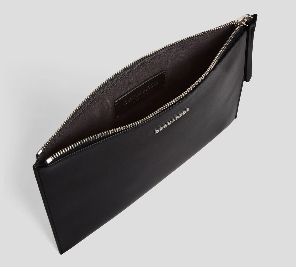 Dsquared2 - CARTERA SOBRE NEGRA EN CUERO DE UN SOLO COMPARTIMIENTO 