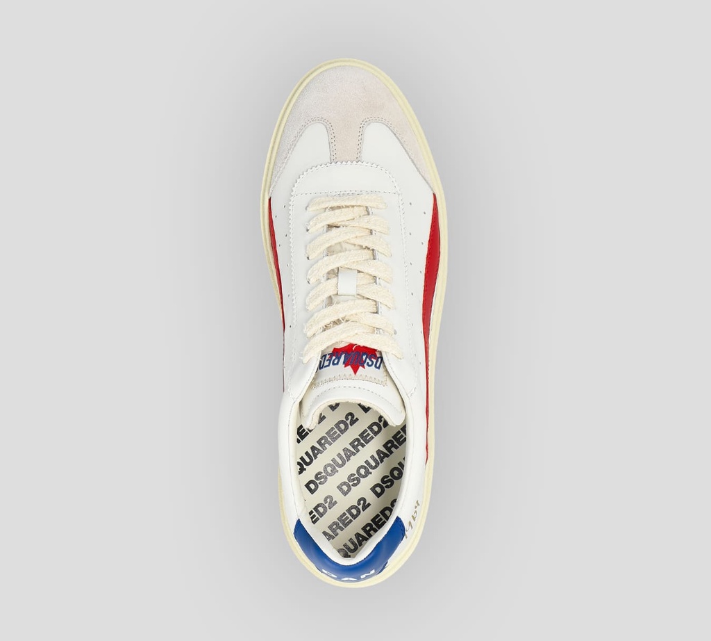 Dsquared2 - SNEAKERS BLANCOS RETRO EN CUERO 1964 CON DETALLE EN GAMUZA