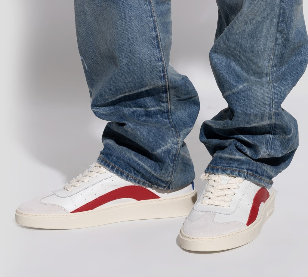 Dsquared2 - SNEAKERS BLANCOS RETRO EN CUERO 1964 CON DETALLE EN GAMUZA
