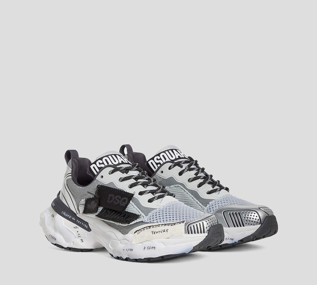 Dsquared2 - SNEAKERS GRISES DEPORTIVOS CON DETALLES EXTRAVAGANTES EN TIPOGRAFIAS Y TEXTURAS