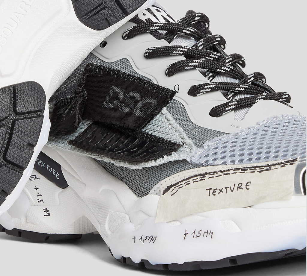 Dsquared2 - SNEAKERS GRISES DEPORTIVOS CON DETALLES EXTRAVAGANTES EN TIPOGRAFIAS Y TEXTURAS