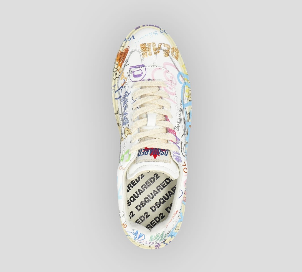 Dsquared2 - SNEAKERS BLANCO CON ESTAMPADO DE GRAFFITI COLORIDO