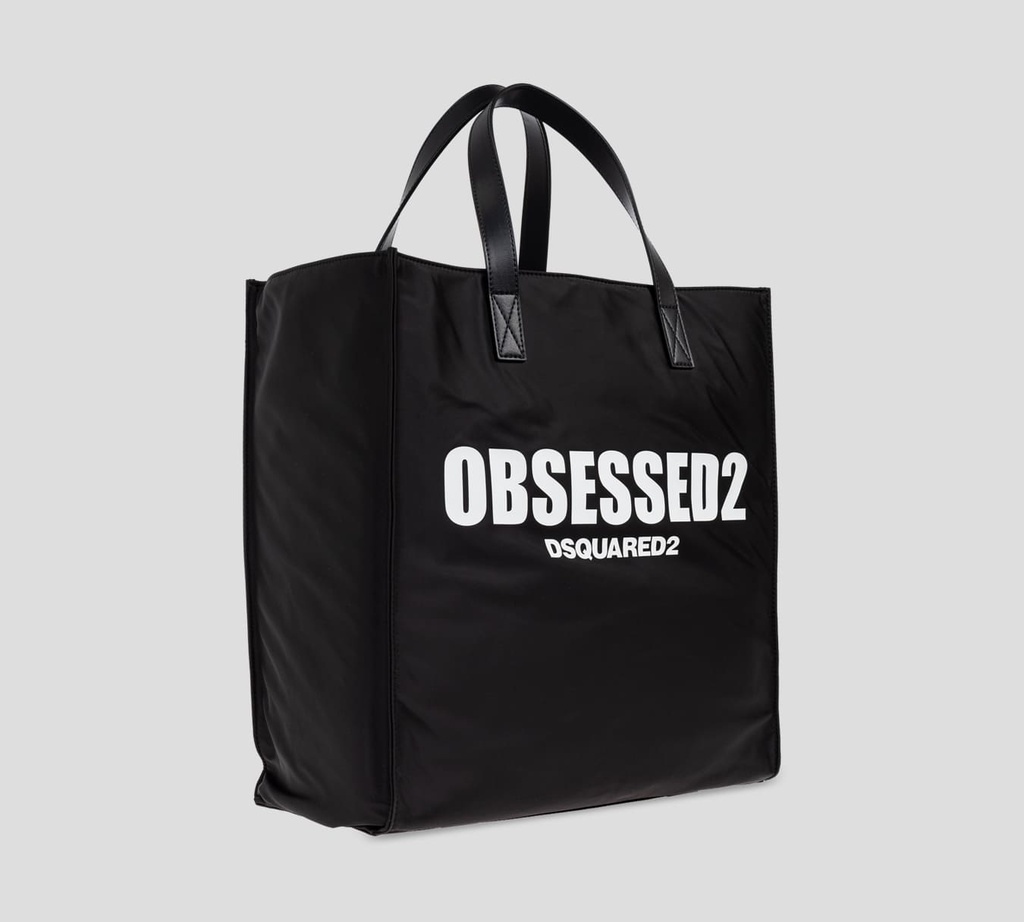 Dsquared2 - SHOPPING BAG NEGRA REFLECTIVA CON LOGO FRONTAL