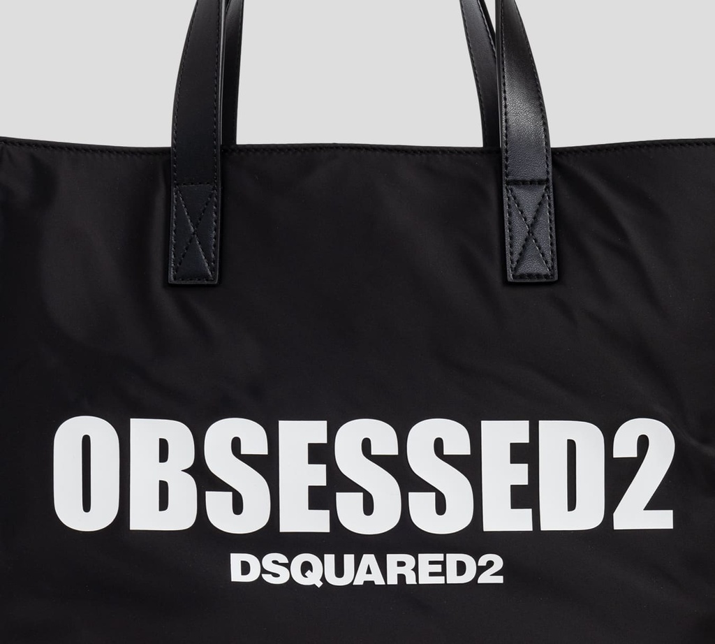 Dsquared2 - SHOPPING BAG NEGRA REFLECTIVA CON LOGO FRONTAL