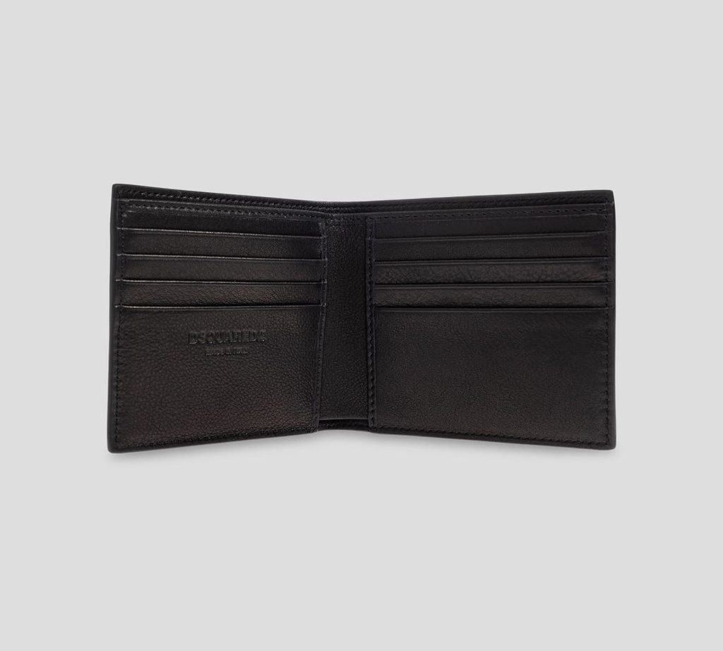 Dsquared2 - BILLETERA NEGRA DE CUERO CON LOGO GRABADO