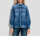 Dsquared2 - CAMISA DE JEAN MANGA LARGA CON DOBLE BOLSILLO FRONTAL CON DETALLES PRELAVADOS