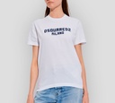 Dsquared2 - FRANELA BLANCA CUELLO REDONDO CON LOGO EN RELIEVE TEXTURIZADO EN GAMUZA