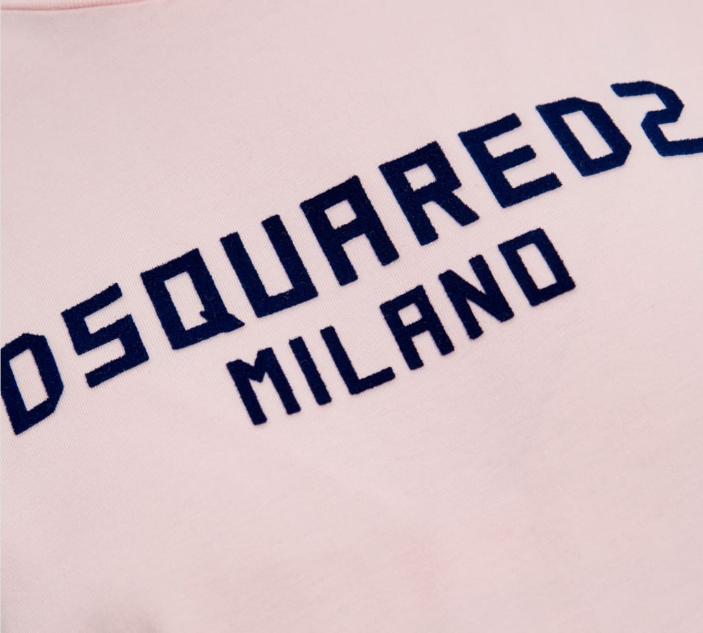 Dsquared2 - FRANELA ROSADA CUELLO REDONDO CON LOGO EN RELIEVE TEXTURIZADO EN GAMUZA