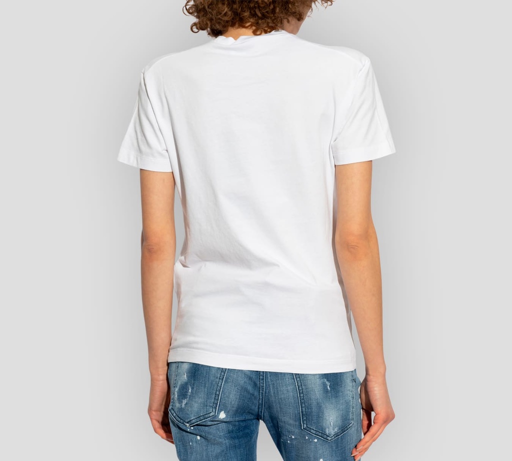 Dsquared2 - FRANELA BLANCA CUELLO REDONDO CON BOLSILLO UNICO FRONTAL