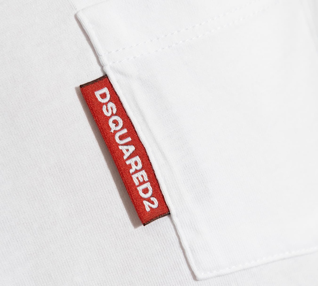 Dsquared2 - FRANELA BLANCA CUELLO REDONDO CON BOLSILLO UNICO FRONTAL