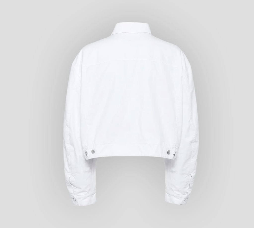 Dsquared2 - CHAQUETA CORTA DE JEAN BLANCO CON BOLSILLOS GRANDES FRONTALES