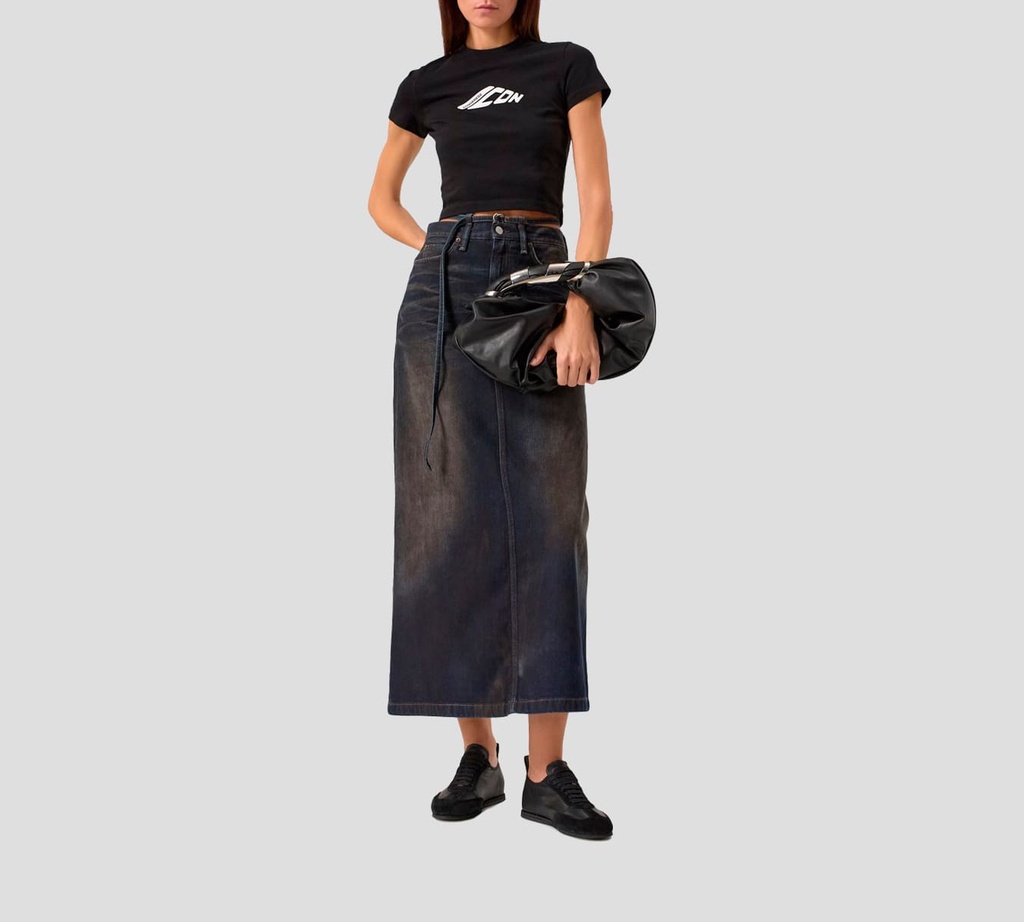 Dsquared2 - FRANELA ICON NEGRA CUELLO REDONDO DE TALLE CORTO