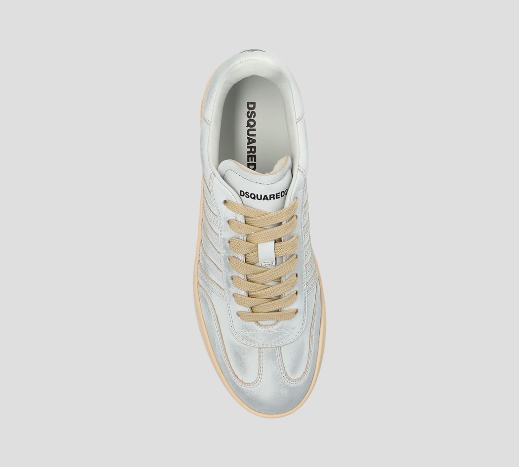Dsquared2 Icon - ZAPATO BLANCO CON SUELA MARRON Y DESGASTE PLATEADO