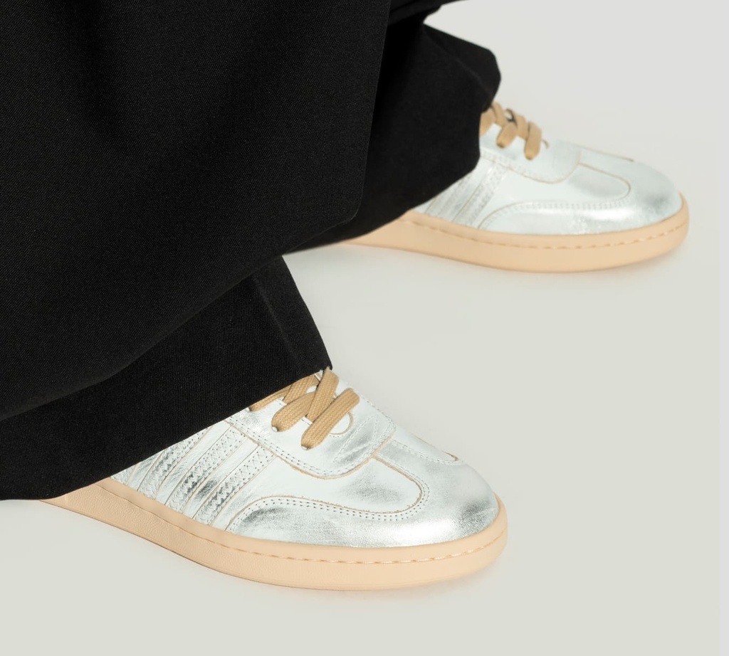 Dsquared2 Icon - ZAPATO BLANCO CON SUELA MARRON Y DESGASTE PLATEADO