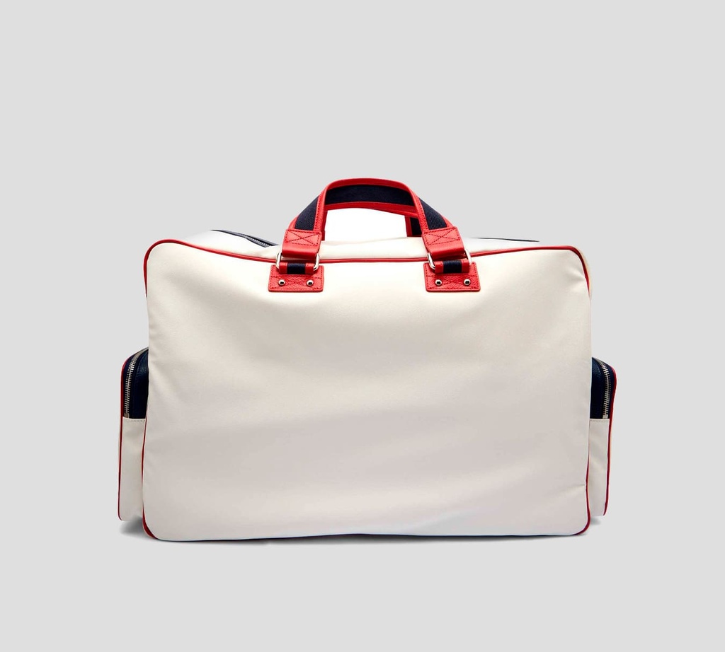Dsquared2 Icon - BOLSO VIAJERO MILANO GRANDE EN BLANCO CON AZUL Y ROJO