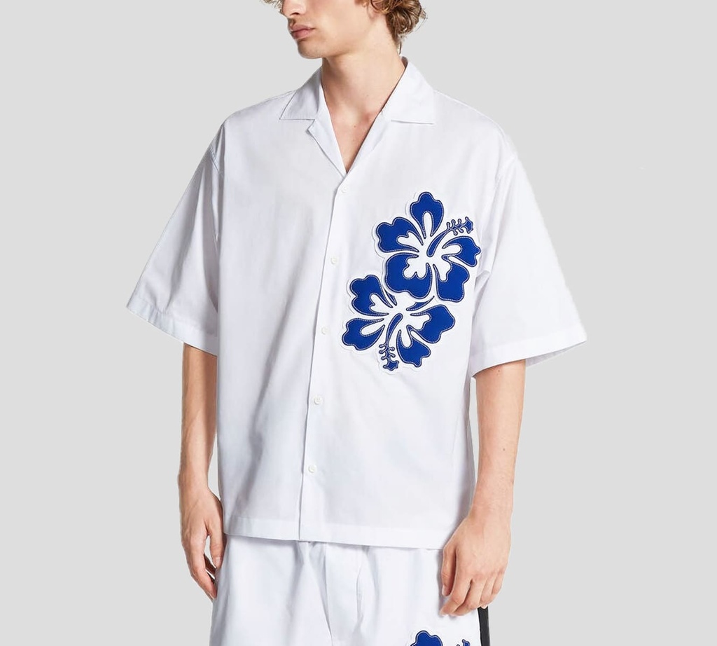 Dsquared2 - CAMISA BLANCA MANGA CORTA CON FLOR ESTAMPADA