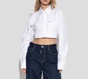 Dsquared2 - CAMISA CROP TOP BLANCA CON BOLSILLO FRONTAL