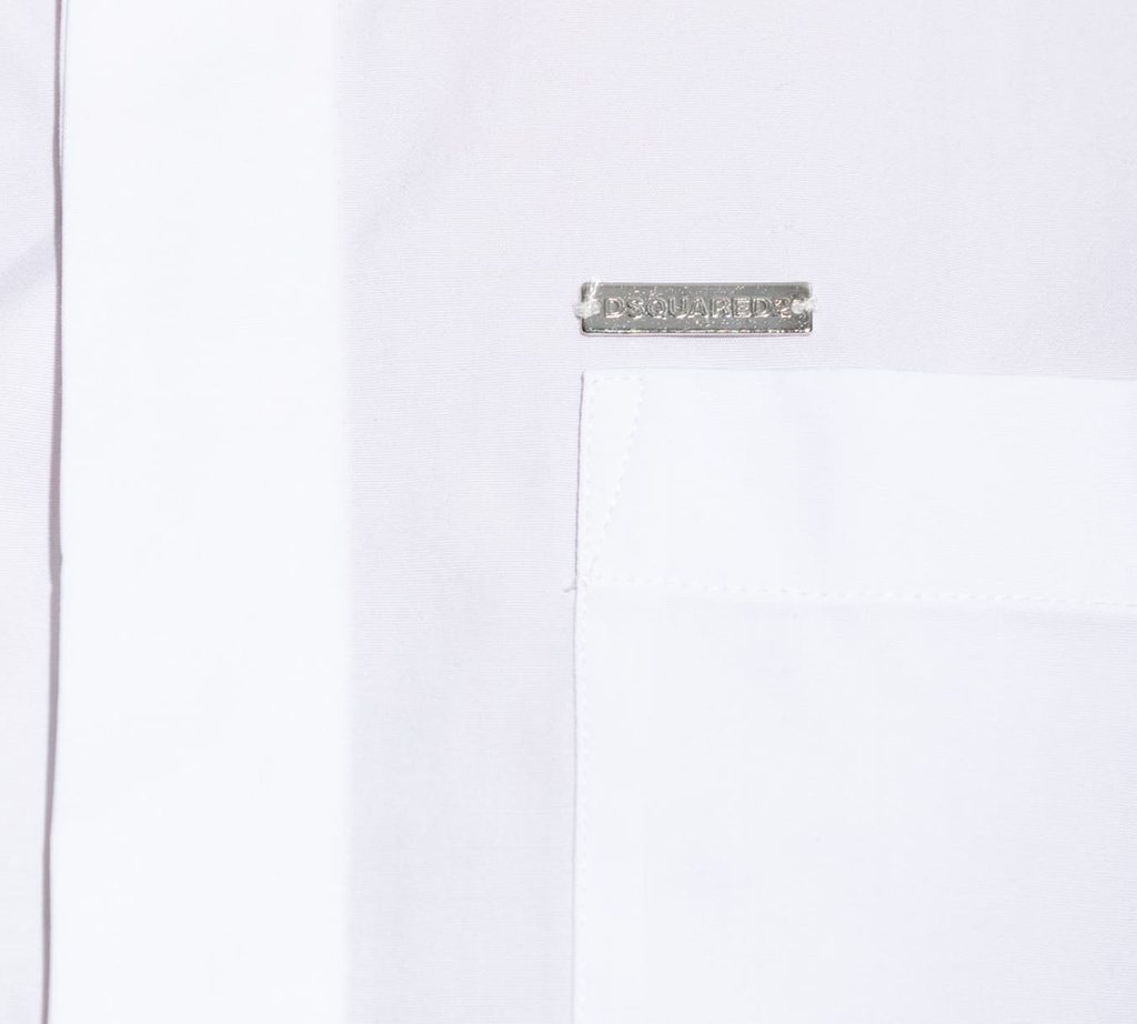 Dsquared2 - CAMISA CROP TOP BLANCA CON BOLSILLO FRONTAL