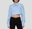 Dsquared2 - CAMISA CROP TOP AZUL CON BOLSILLO FRONTAL