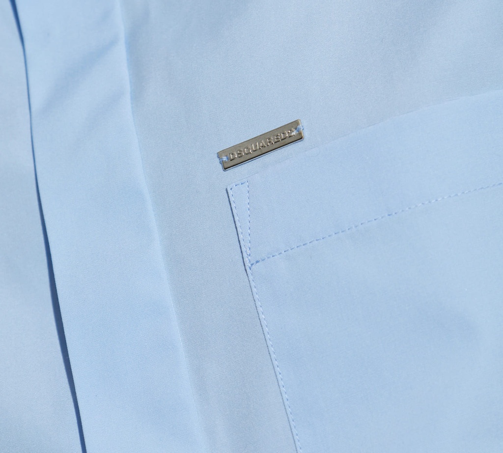 Dsquared2 - CAMISA CROP TOP AZUL CON BOLSILLO FRONTAL