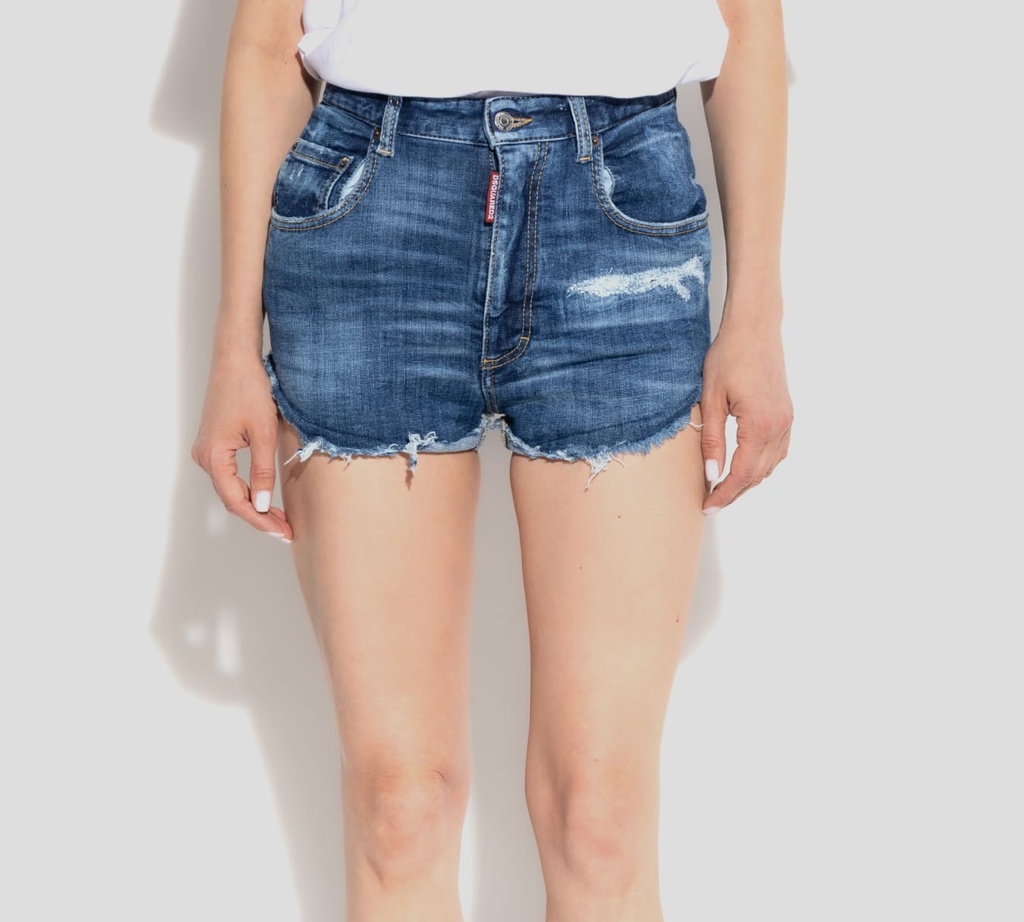 Dsquared2 - SHORT DE JEAN CON RASGADURAS Y RUEDOS DESHILACHADOS