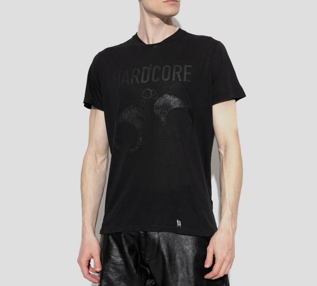 Dsquared2 - FRANELA CUELLO REDONDO NEGRA CON ESTAMPADO HARDCORE