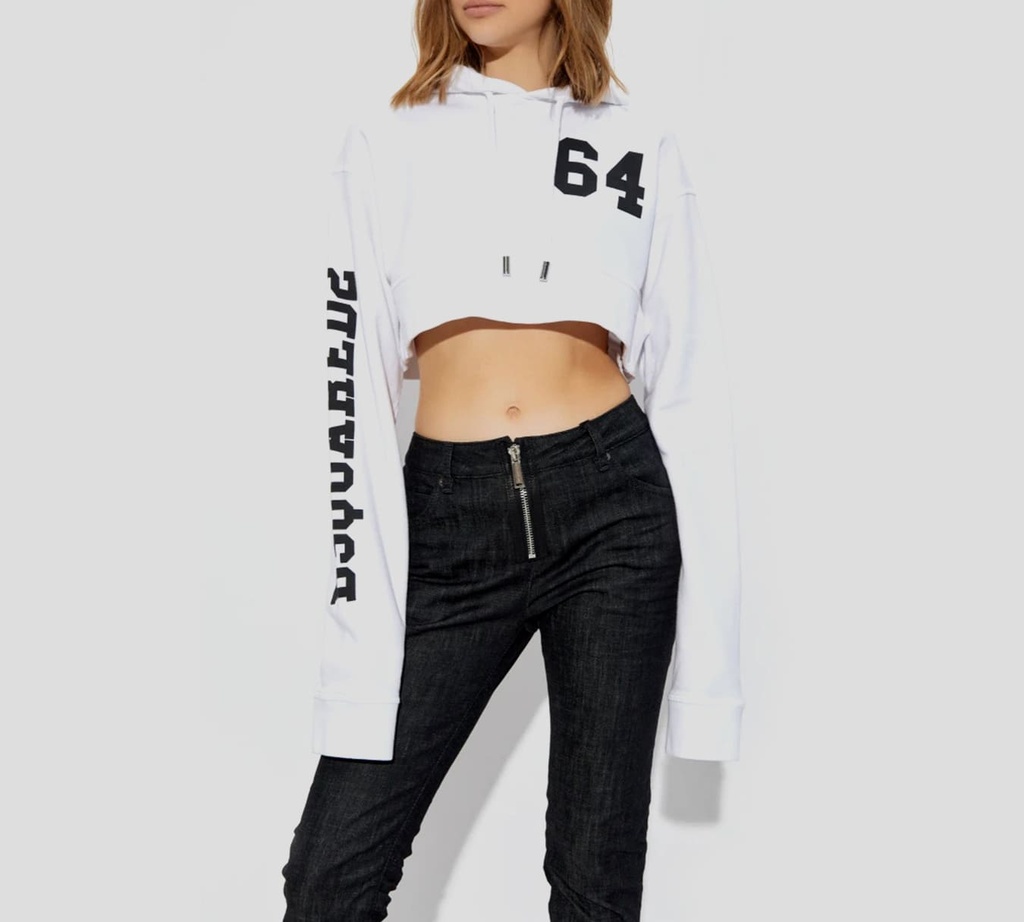 Dsquared2 - SWEATER CROP TOP CON HODDIE EN BLANCO CON ESTAMPADO 64
