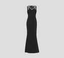 Elie Saab - VESTIDO LARGO EN CREPÉ CON LAZOS EN PEDRERÍA SOBRE HOMBROS
