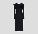 Elie Saab - VESTIDO MIDI EN CREPÉ CON DETALLES EN TERCIOPELO