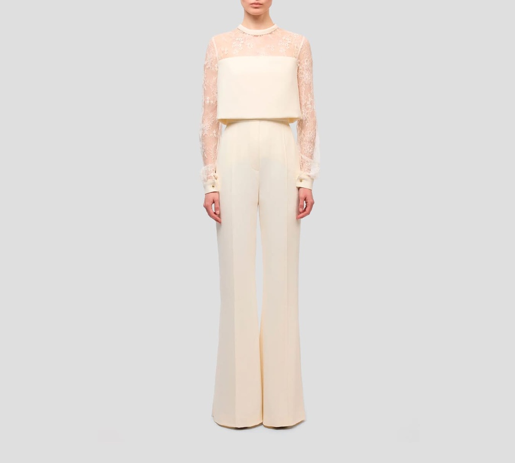 Elie Saab - ENTERIZO DE CREPÉ CON ENCAJE SOBRE EL TOP