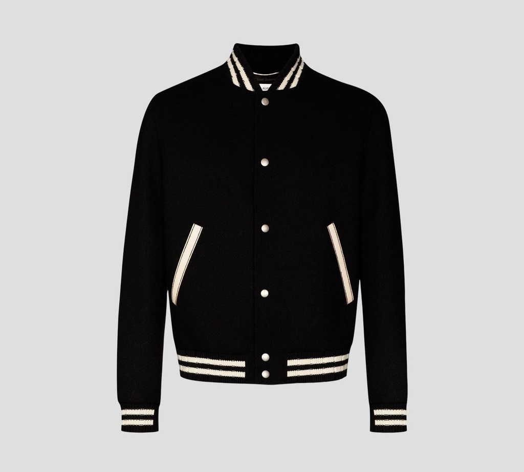 Saint Laurent - CHAQUETA COLLEGE CAZADORA CON BOLSILLOS A LOS LADOS
