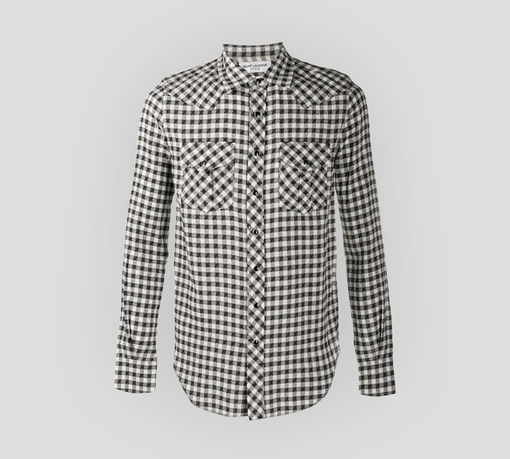 Saint Laurent - CAMISA A CUADROS DALLAS WEST CON DOBLE BOLSILLO FRONTAL