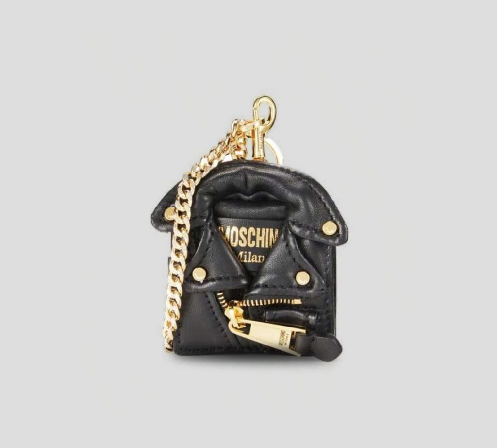 Moschino - MONEDERO "BIKER" MINI CON CADENA DORADA