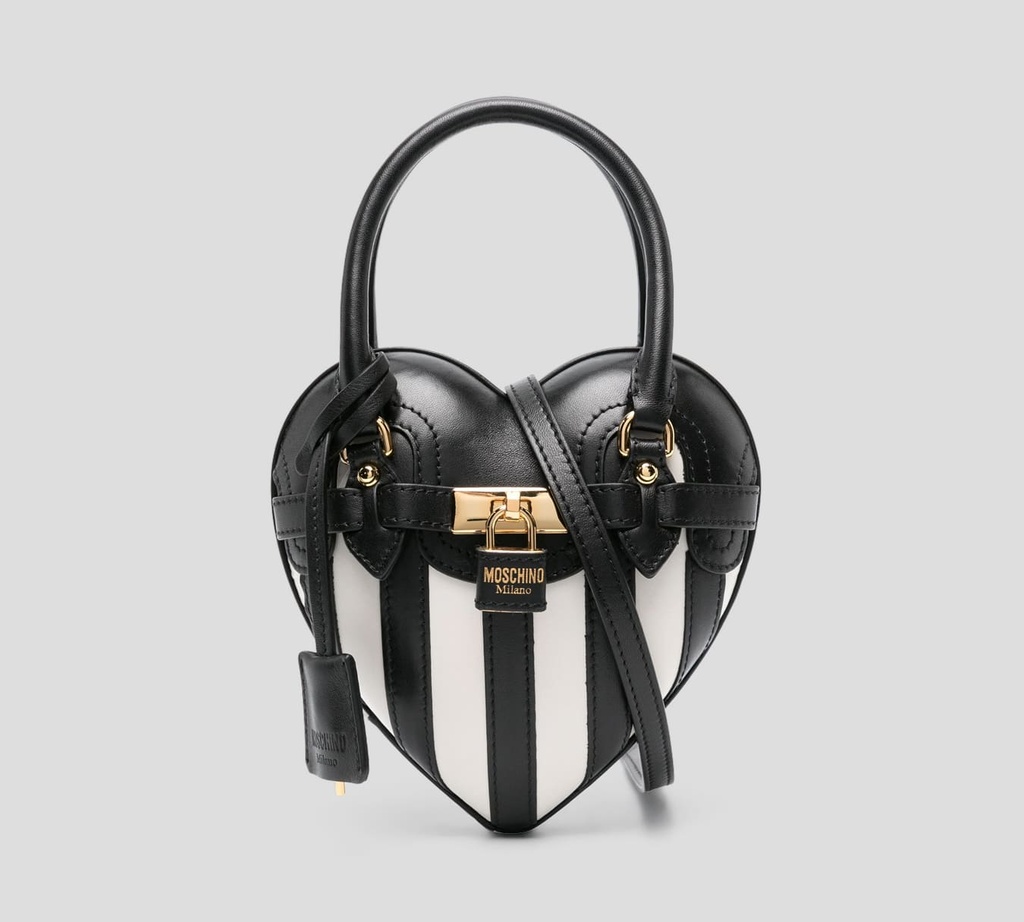 Moschino - CARTERA DE MANO EN FORMA DE CORAZÓN "BLACK & WHITE"