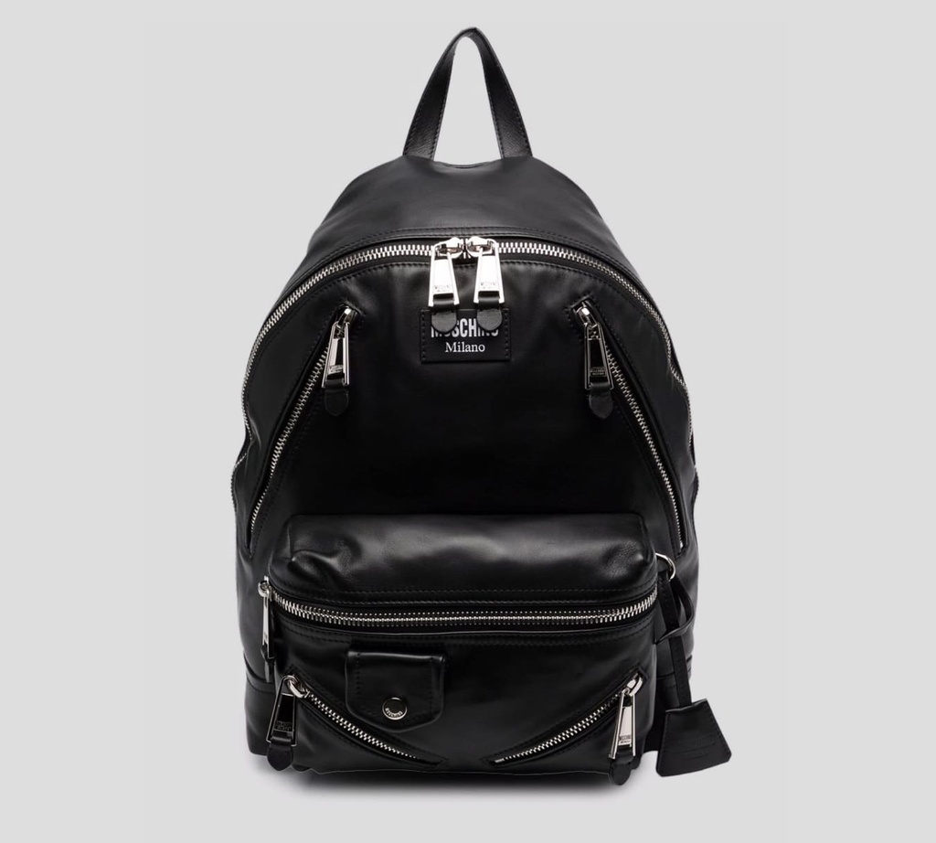 Moschino - MORRAL "BIKER" DE CUERO CON MÚLTIPLES CIERRES