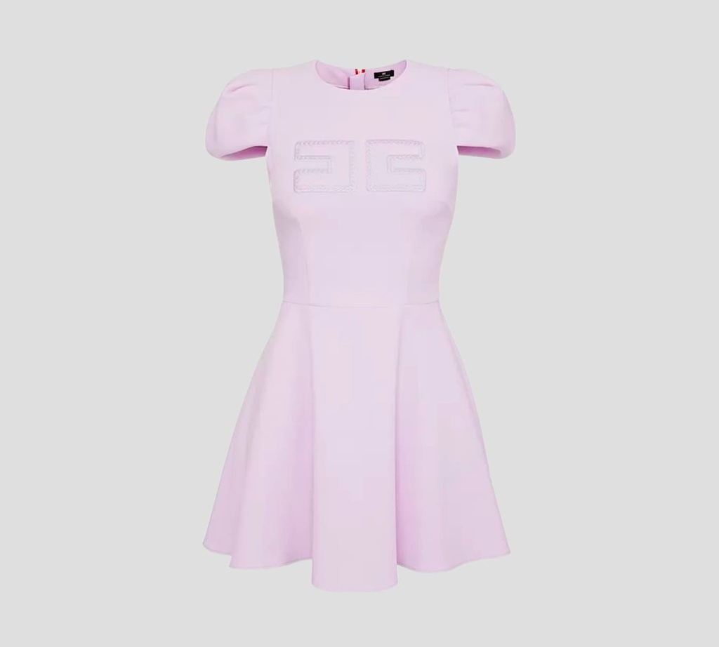 Elisabetta Franchi - VESTIDO CORTE A CON MANGAS CORTAS ABULLONADAS