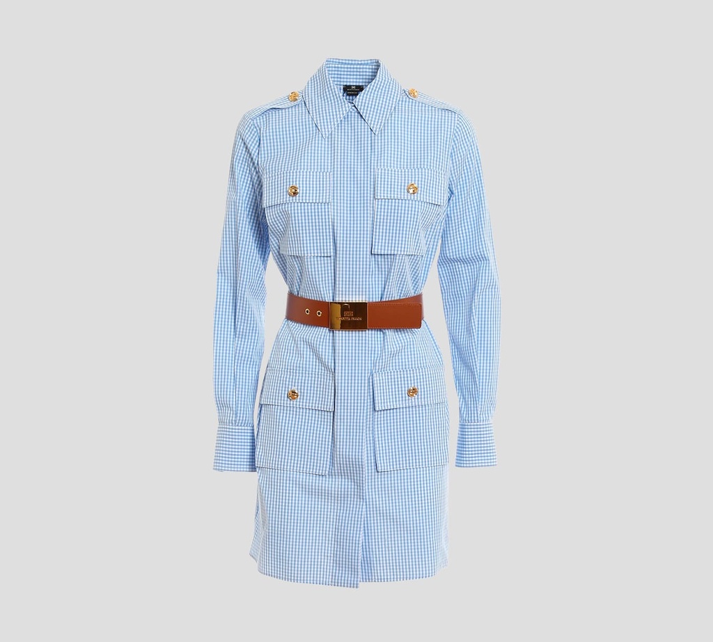 Elisabetta Franchi - VESTIDO CAMISÓN MANGA LARGA CON CINTURÓN