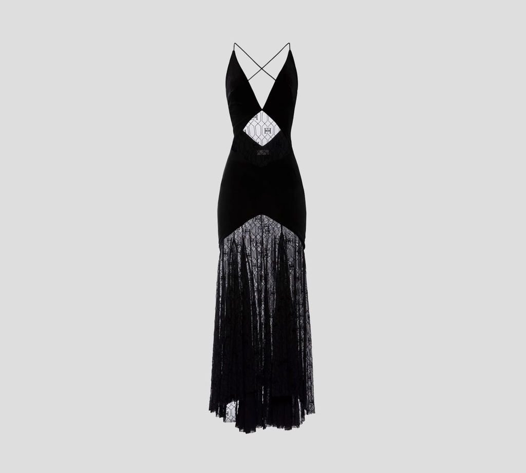 Elisabetta Franchi - VESTIDO LARGO CORTE DE SIRENA EN TERCIOPELO Y TUL 
